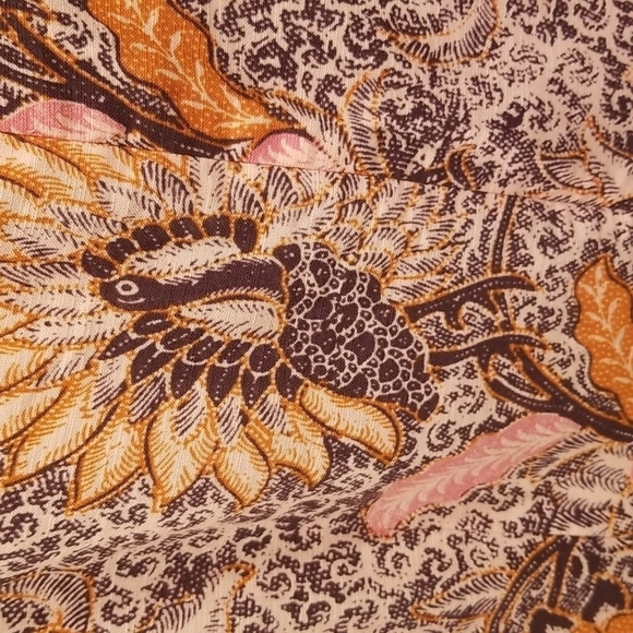 💕MADEWELL💕 Lace-Up Ruffle-Hem Midi Dress ~ Bali Blooms Print 10 (Regular Fit) - Picture 13 of 16